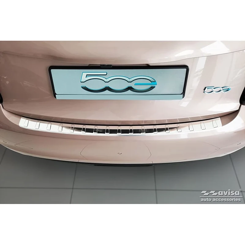 Avisa Stainless Steel Rear bumper protector compatible with Fiat 500e Berlina, 3+1 & Cabrio 2020- 'Ribs'