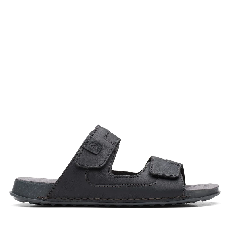 Clarks Crestview Easy, Flat Sandal, Black Leather, - Image 1