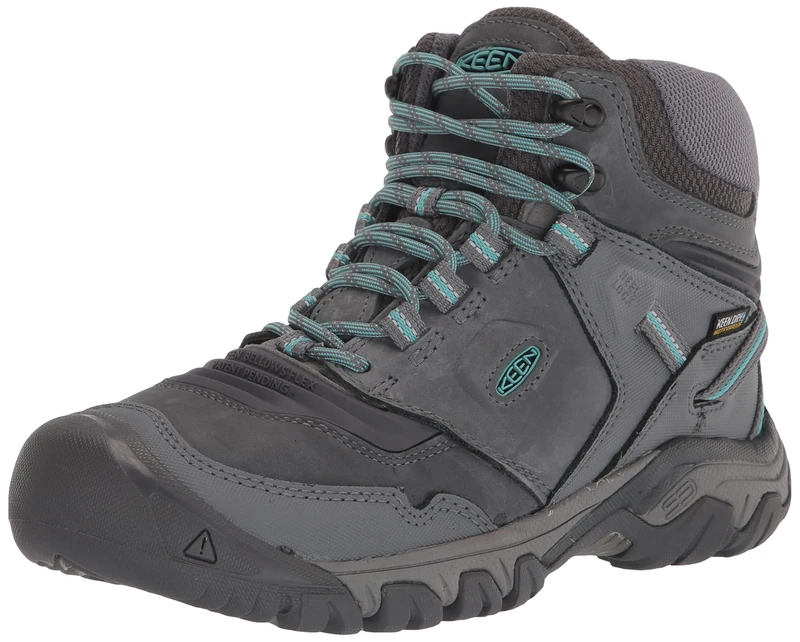KEEN Women’s Ridge Flex Mid Height Waterproof Hiking Boot, Steel Grey/Porcelain, 7 UK