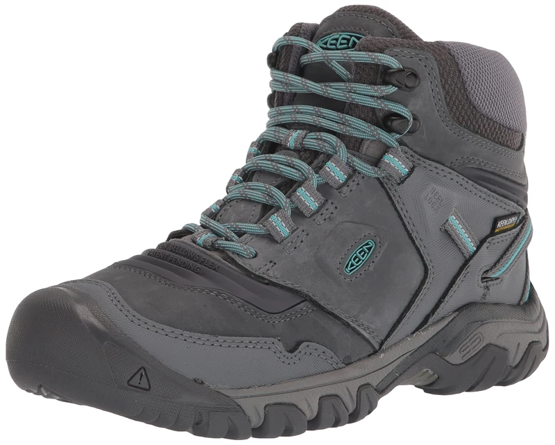 KEEN Women’s Ridge Flex Mid Height Waterproof Hiking Boot, Steel Grey/Porcelain, 8 UK