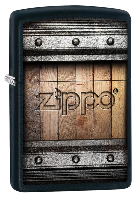 Zippo Windproof Lighter - Logo Design - Black Matte Finish with Colour Image Print - Refillable - Reusable - Windproof Design - Gift Box - Made in USA