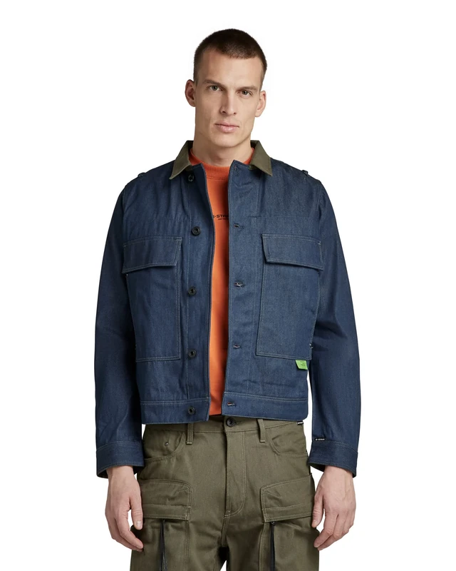 G-Star Men's Utility Flap Pocket Jacket PM, Blue (raw denim D21213-C970-001), XXL