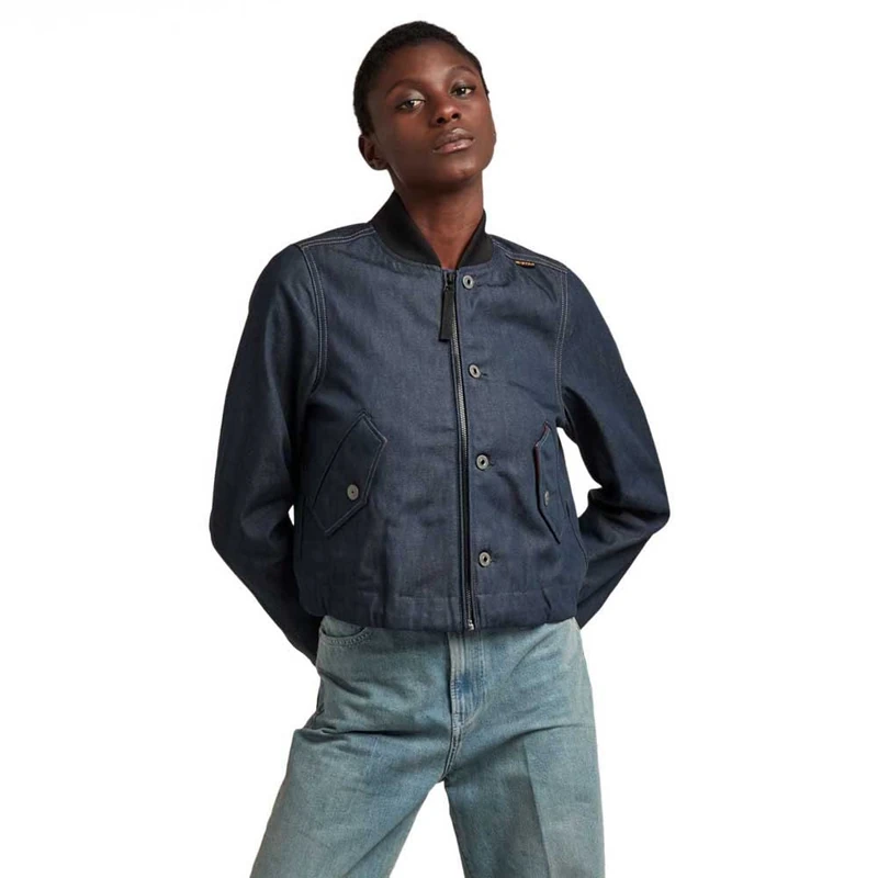 G-Star Women's Drawstring Bomber Jacket, Blue (raw denim D20599-C970-001), M