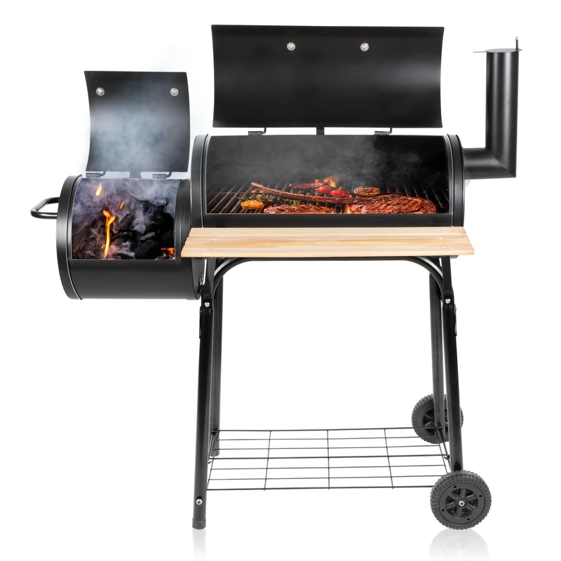 BBQ Collection Smoker barbecue - BBQ Smoker - with Separate Smoker - Adjustable Chimney - 104 x 58 x 114 cm