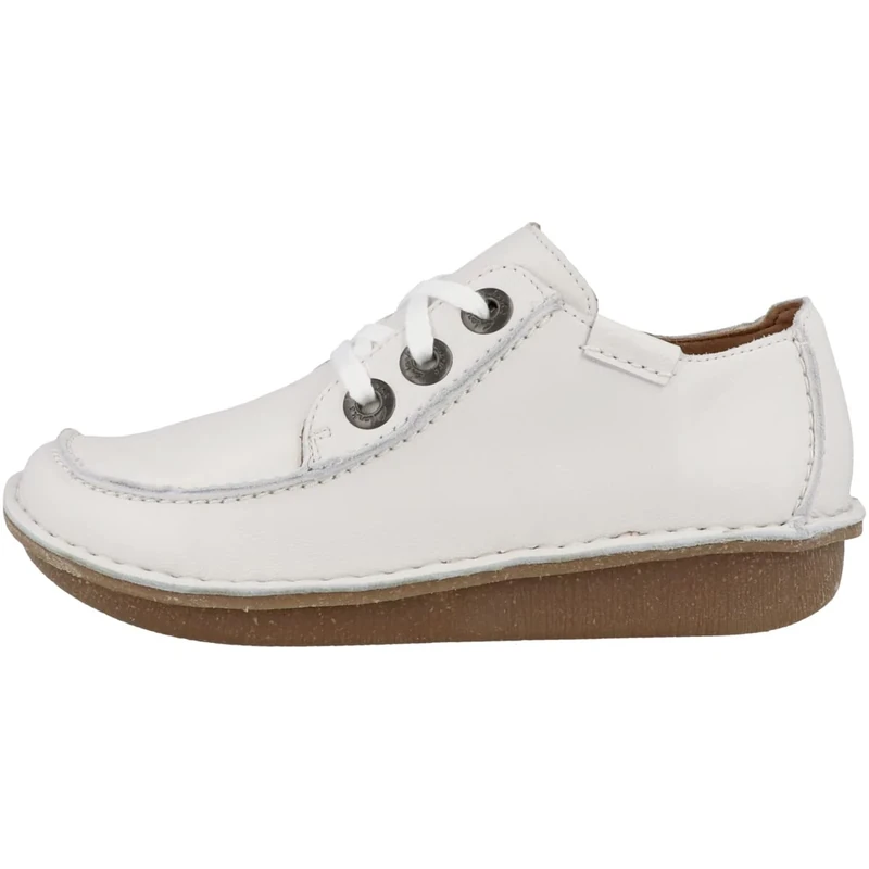 Clarks Women's Funny Dream Oxford, White Leather, 5 UK