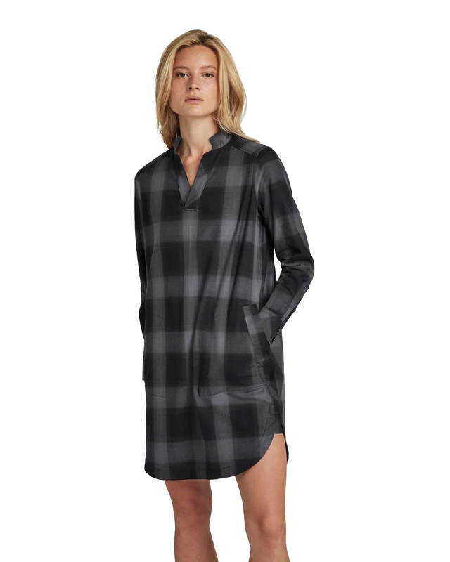 G-Star Women's Millery V-Neck Shirt Dress, Multicolour (dk black ryan check D21370-C964-C979), XXS