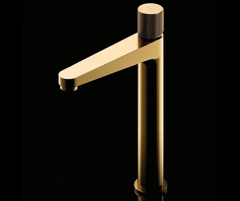 ECOLAM Contour Tall Washbasin Tap Fitting Bathroom Tap Y Gold Brushed Gold Modern Design
