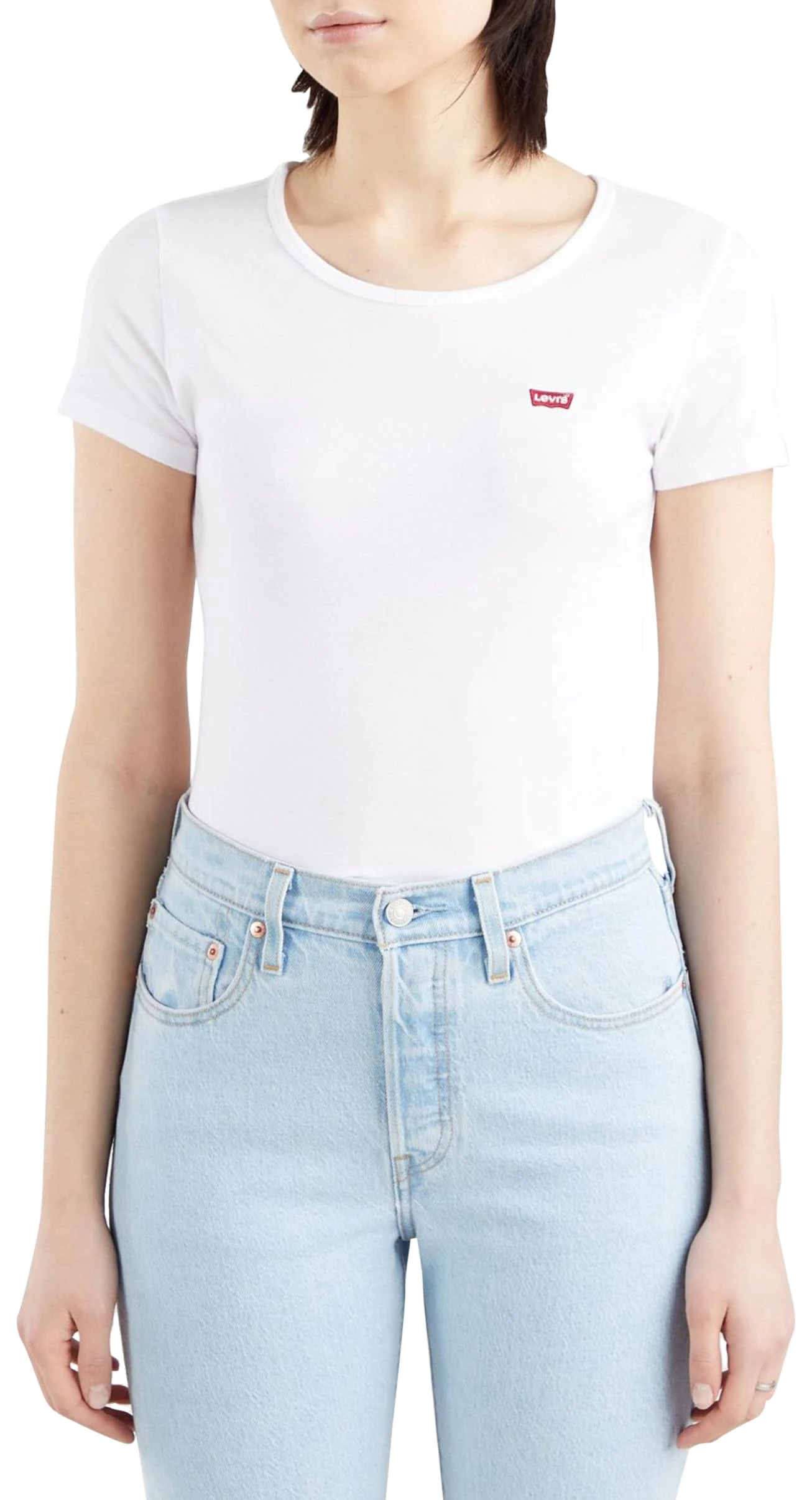 Levi's Women's 2-Pack Tee T-Shirt, White + & Annalise Stripe, M