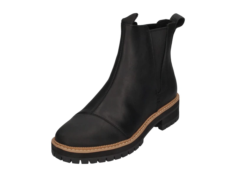 TOMS Dakota Leather Womens Black Boots-UK 3 / EU 35.5