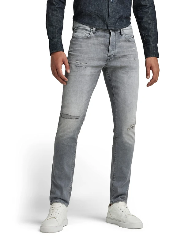 G-Star Men's 3301 Slim style Jeans, Grey (sun faded glacier grey restored 51001-C293-D112), 27W / 32L