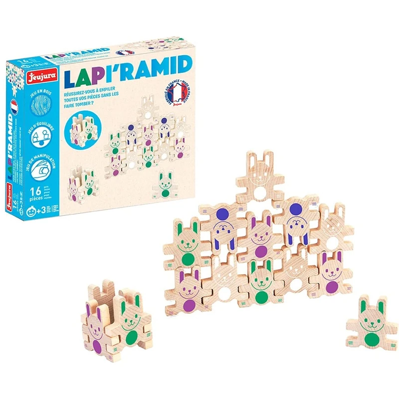 Jeujura LAPI'RAMID - 16 Piece Wooden Balance Game - Image 1