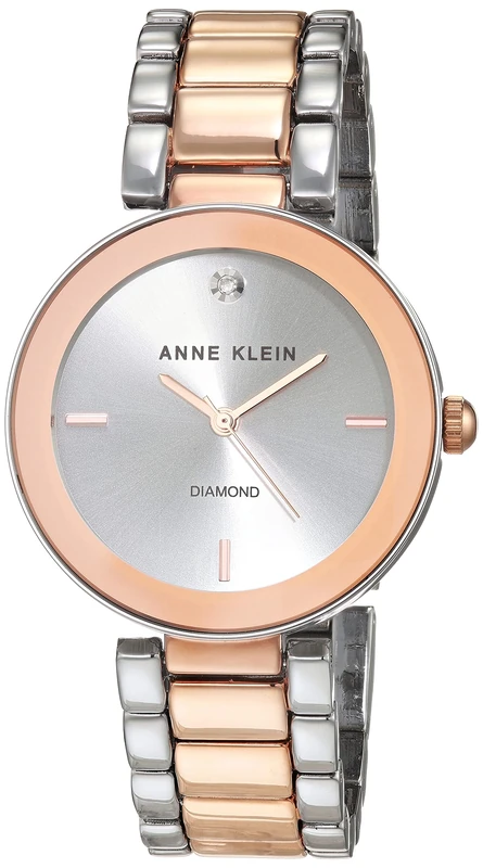 Anne Klein Women's Diamond Dial Silver and Rose Gold Watch