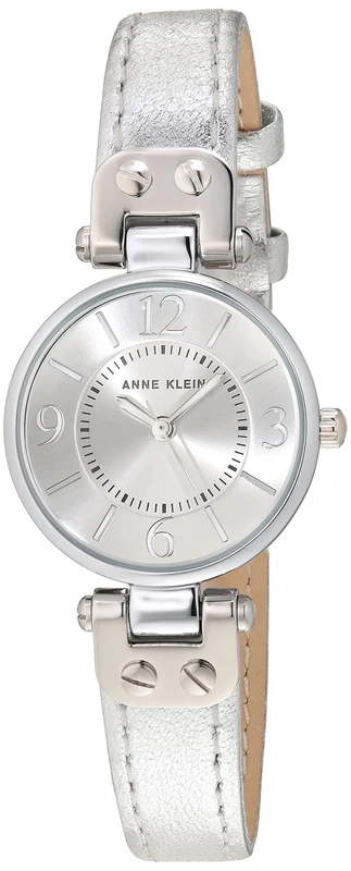 Anne Klein Women's Leather Strap Watch, Silver