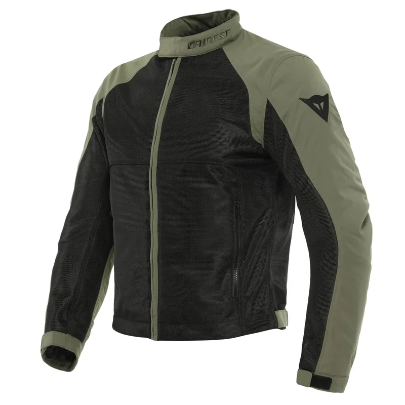 Dainese - Sevilla Air Tex Jacket, Summer Motorbike Jacket for Men, Breathable and Lightweight, Men Motorcycle Jacket with Perforated Mesh for Maximum Freedom of Movement, Black/Dark Green