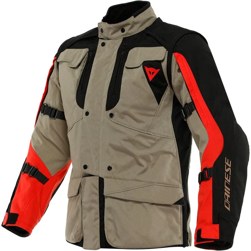 Dainese Alligator Tex Jacket, Waterproof Motorcycle Jacket, Men, Walnut/Black/Lava-Red, 52