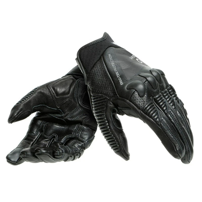 DAINESE - X-Ride Gloves, Short Leather Motorcycle Glove, with Knuckle Protectors and Touchscreen, Man, Black/Black, L