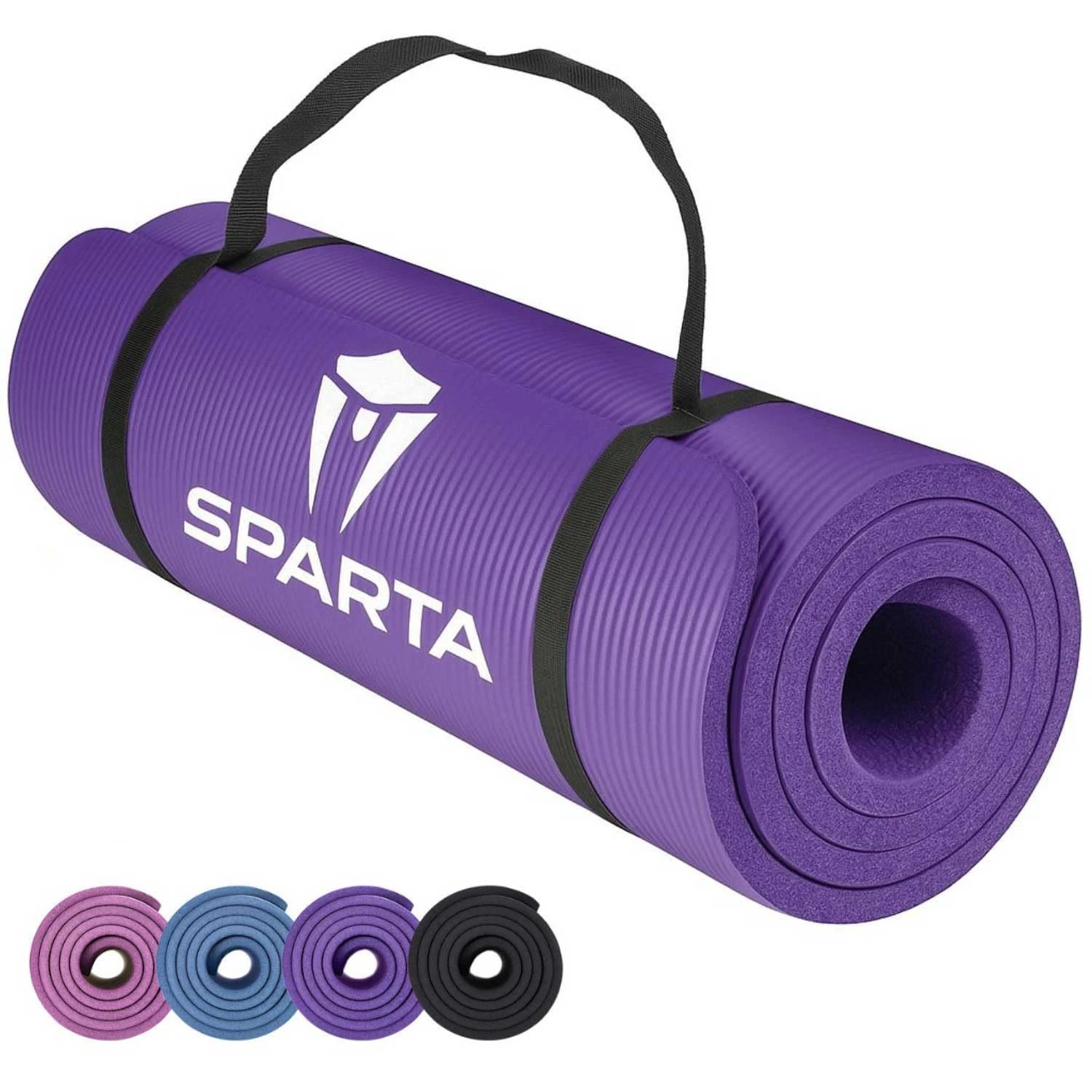 NBR Yoga Mat Exercise Fitness foam Extra Thick Non-Slip Large Padded High Density for Pilates gymnastics stretching Workout with Free Carry Strap (Purple)