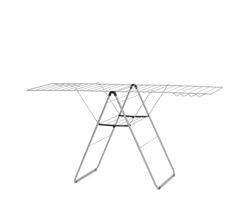 Brabantia HangOn Laundry Drying Rack (25m / Metallic Grey) Compact, Foldaway, Adjustable Indoor Stainless Steel Clothes Horse