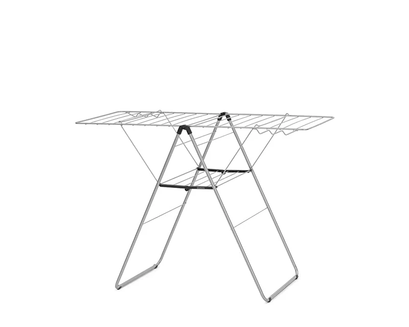Brabantia HangOn Laundry Drying Rack (20m / Metallic Grey) Compact, Foldaway, Adjustable Indoor Stainless Steel Clothes Horse