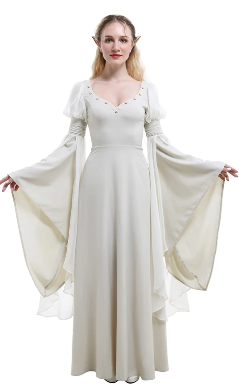 daizbella Women's Renaissance Bell Sleeves Medieval Dress