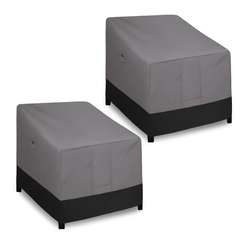 Easy-Going Outdoor Chair Cover Waterproof, Heavy Duty Patio Chair Cover, Windproof Outdoor Furniture Cover with Air Vent (2 Pack-33.5Wx31.5Dx36H inch, Gray/Black)