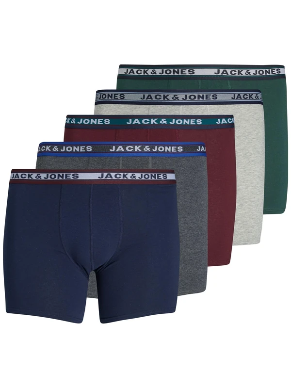 JACK&JONES PLUS Men's Jacoliver Trunks 5 Pack Noos Ps Boxer Shorts, Dark Grey Blend, 3XL UK