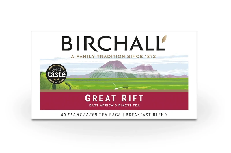 Birchall Great Rift Breakfast Blend Tea Bags, English Breakfast Tea Bursting with Full Flavour, 40 Plant-Based Everyday Tea Bags