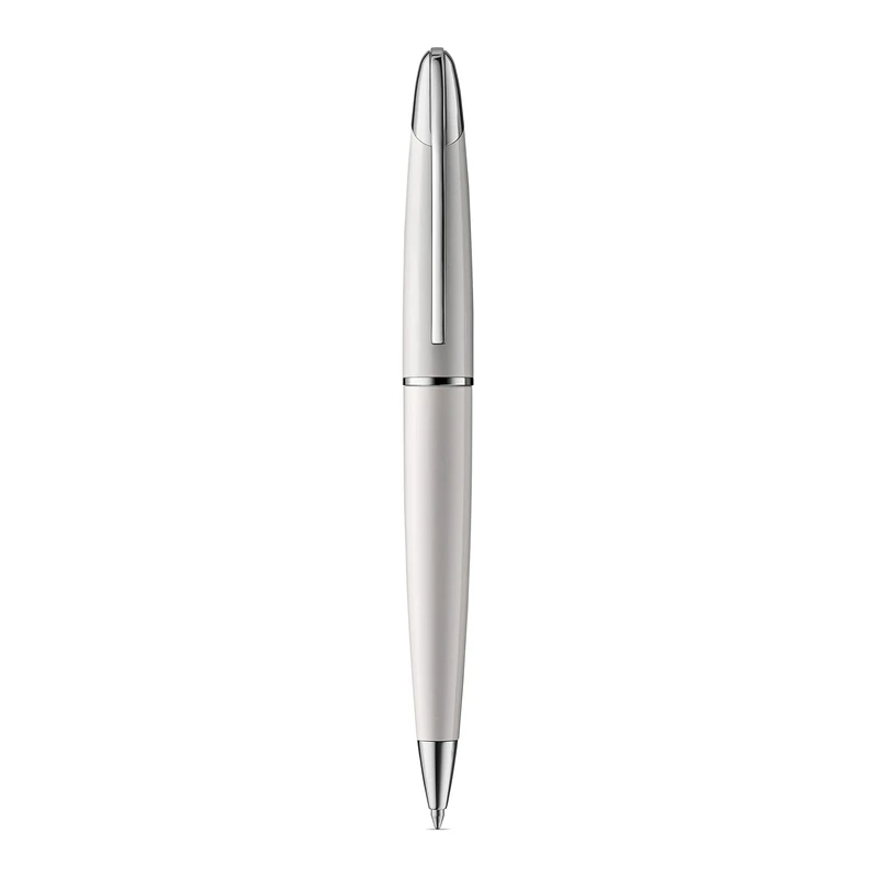 Colibri Equinox Twist Ballpoint Pen-Metallic White Lacquer and Chrome Finish-Luxury Pen-Sleek Branded Spring Clip-Comes In a Nice Gift Box-Gift For Men And Women