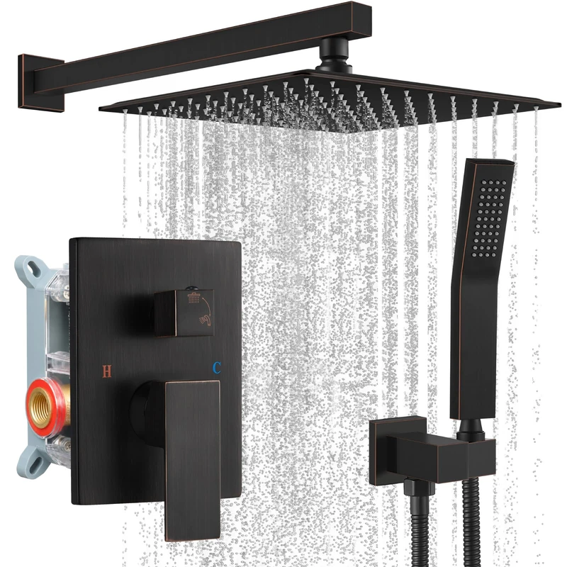 gotonovo Shower Faucet Set with Handheld Spray Oil Rubbed Bronze,10'' Head