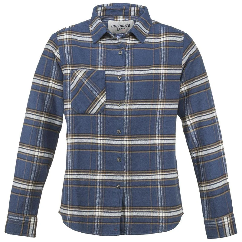 Dolomite Women's Camisa WS Flanell Check Formal Shirt, DEEP Blue/Oak Brown, M - Image 1