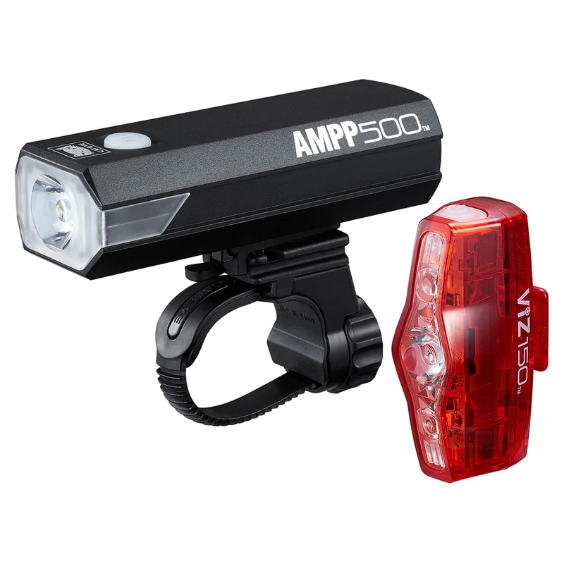 CatEye AMPP 500 / VIZ 150 Bike Light Set: Strong front light paired with a bright rear light - Image 1