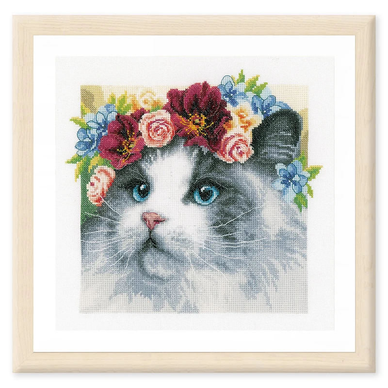 Lanarte Cross Stitch, Flower Crown Ragdoll I (14 Count) - Image 1