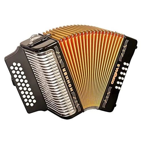 DIAT ACCORDEONS HOHNER BUTTONS DIATONIC BUTTONS CROWN II GCF, BLACK LACQUERED.