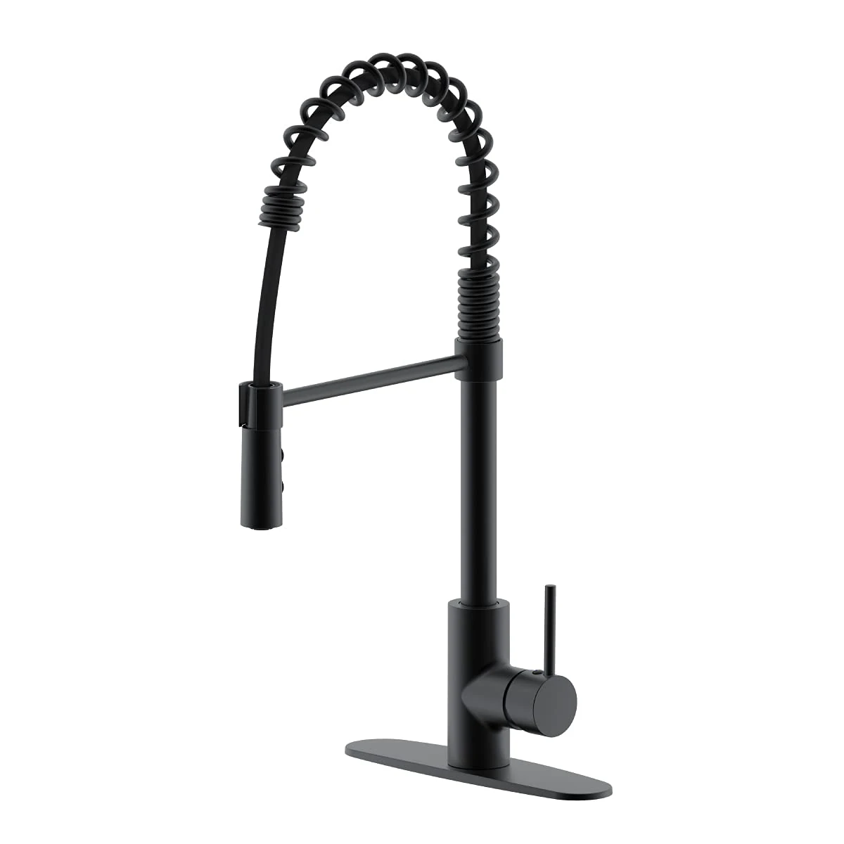 Westbrass KS18A-62 21" Commercial Kitchen Faucet with Dual Function Open Coil Pull Down Sprayer and 1-Lever Handle, Matte Black