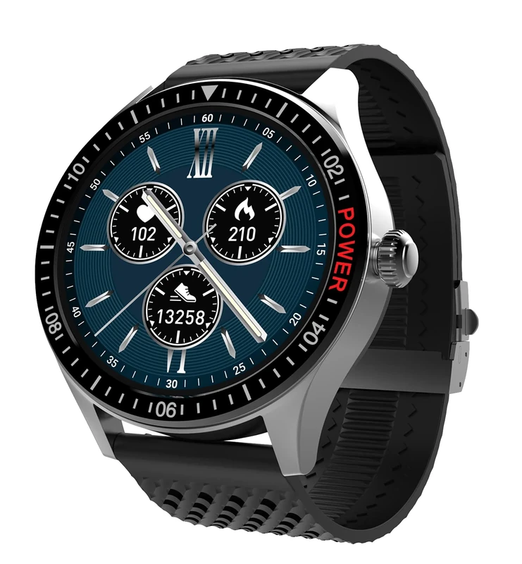 carneo Prime GTR Men's Smartwatch, Own App FIT, GPS via App, Heart Rate and Temperature Measurement, Stress Measurement, Cardio Index, Connection with Friends via App, IPS Display, Always ON