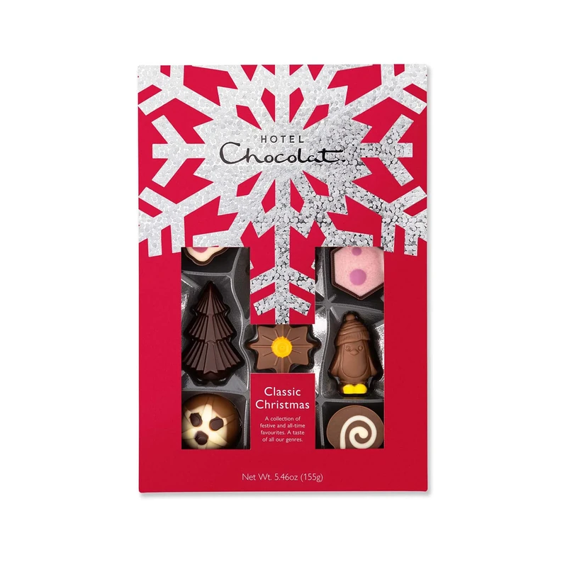 Hotel Chocolat - The Classic Christmas H-Box -14 Classic And Christmas Chocolates, 155g - Chocolate Box - Christmas Gifts