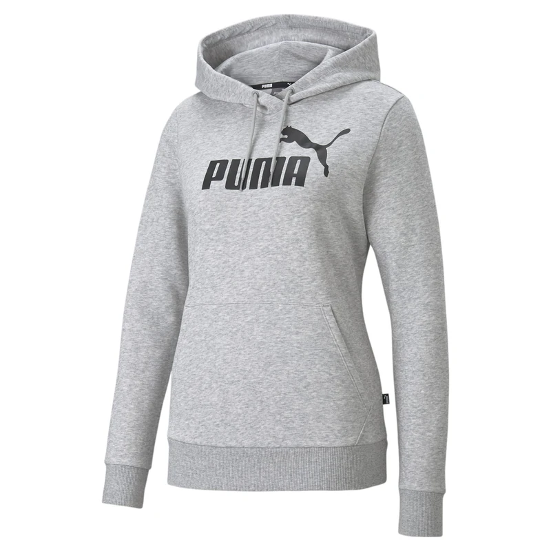 PUMA Women's Logo Hoodie Fl Sweat, Light Gray Heather, M