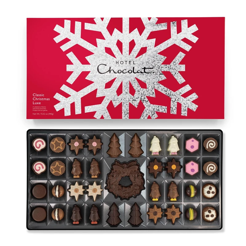 Hotel Chocolat - The Classic Christmas Luxe Box - 37 Classic And Christmas Chocolates, 445g - Chocolate Box - Christmas Gifts