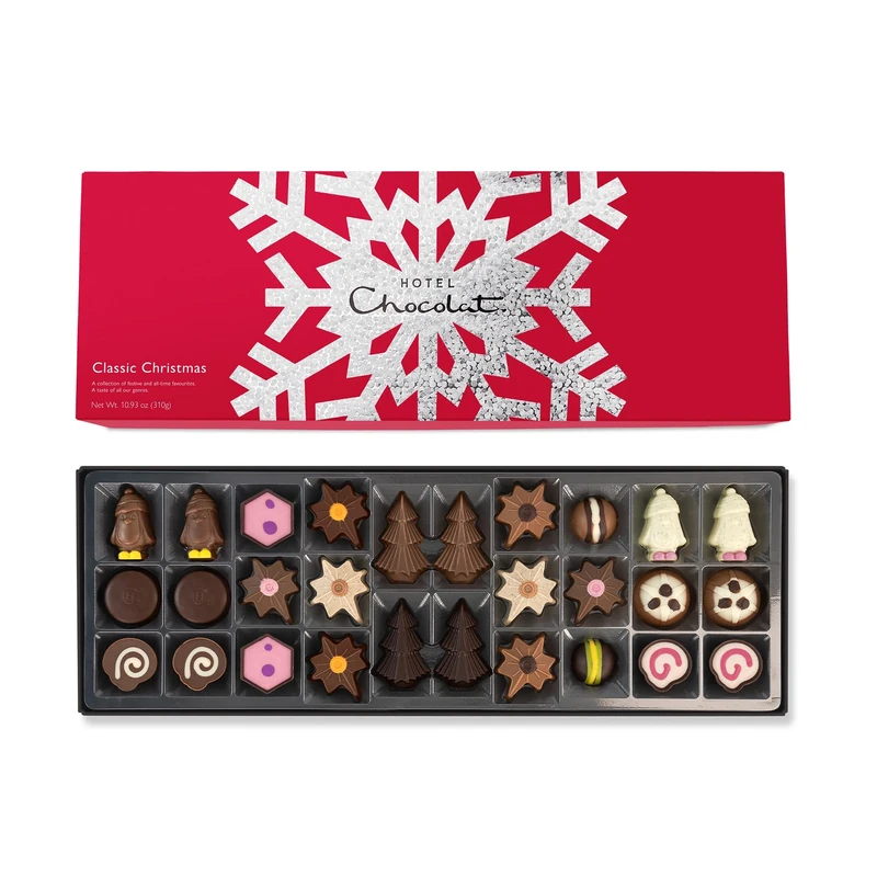 Hotel Chocolat - The Classic Christmas Sleekster - 28 Classic And Christmas Chocolates, 320g - Chocolate Box - Christmas Gifts