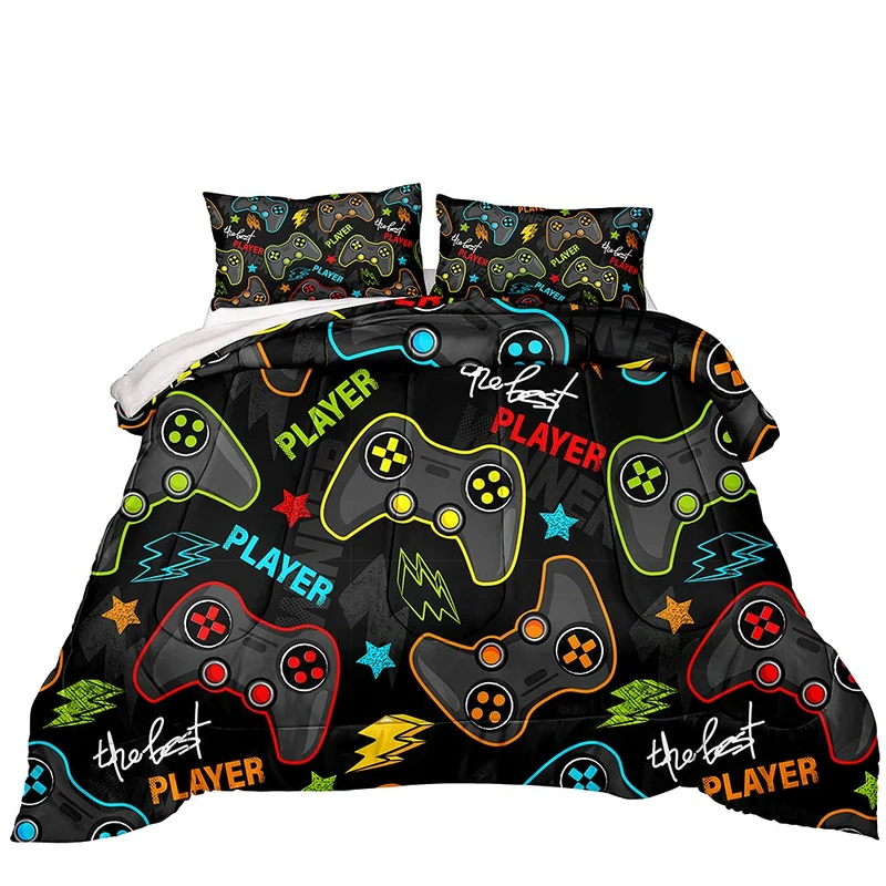 Z.Jian HOME Gaming Comforter for Boys Teen,Game Contoller Bedding Set for Boys Kids,Down Alternative Comforter for All Season,Gamer Home Decor for Boys Comforter Set (Comforter-Game25, Queen)
