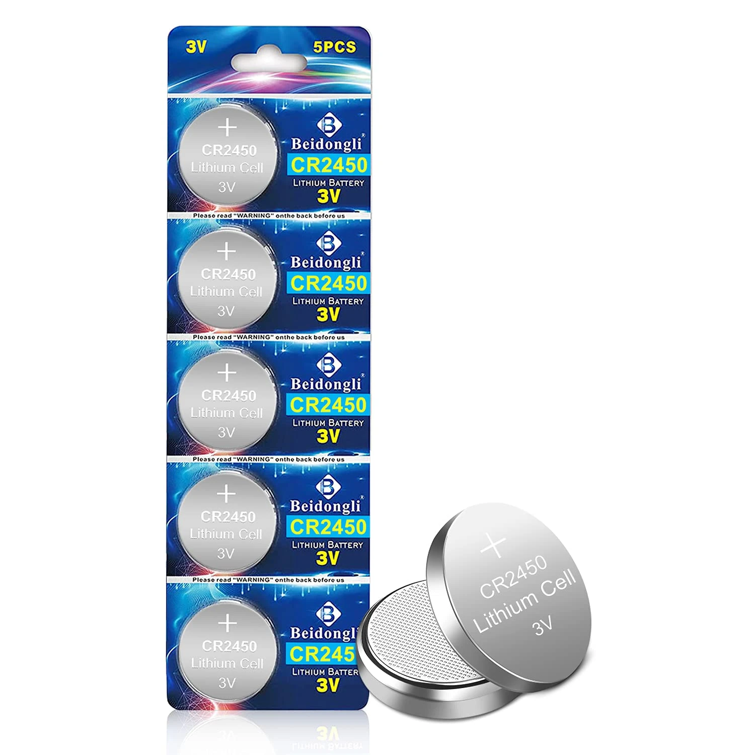 CR2450 3V lithium battery button battery (5PACK) [5 years warranty]