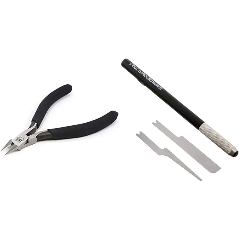 TAMIYA 300074123 - Diagonal Cutter, Fine/Pointed Plastic & Tamiya 300074111 Handsaw with Handle