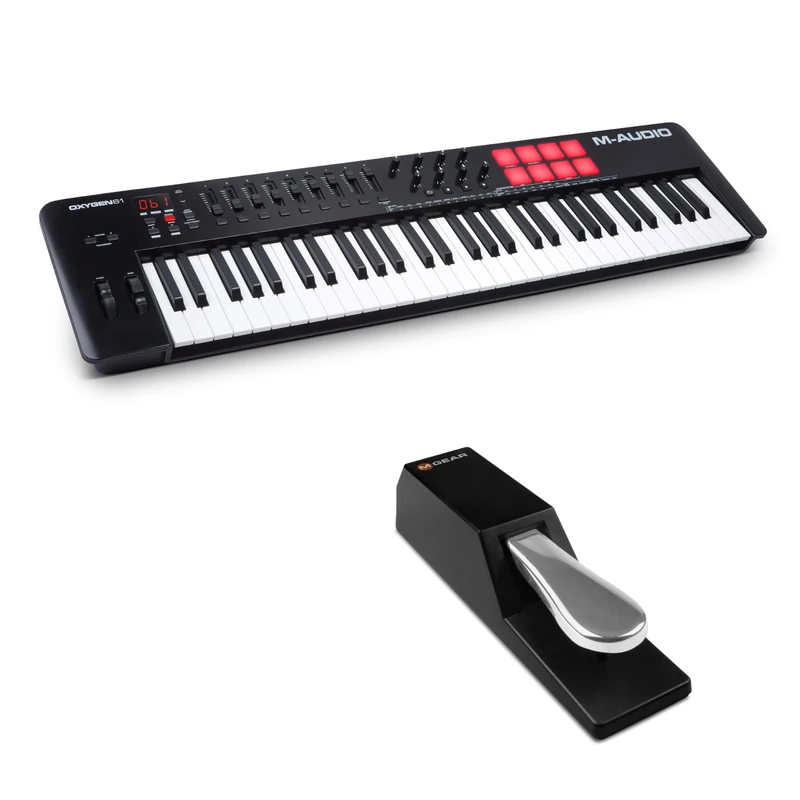 M-AUDIO Oxygen 61 MKV MIDI Controller Bundle with M-AUDIO SP-2 Sustain Pedal for Studio Recording, Music Production, Podcasting, Streaming
