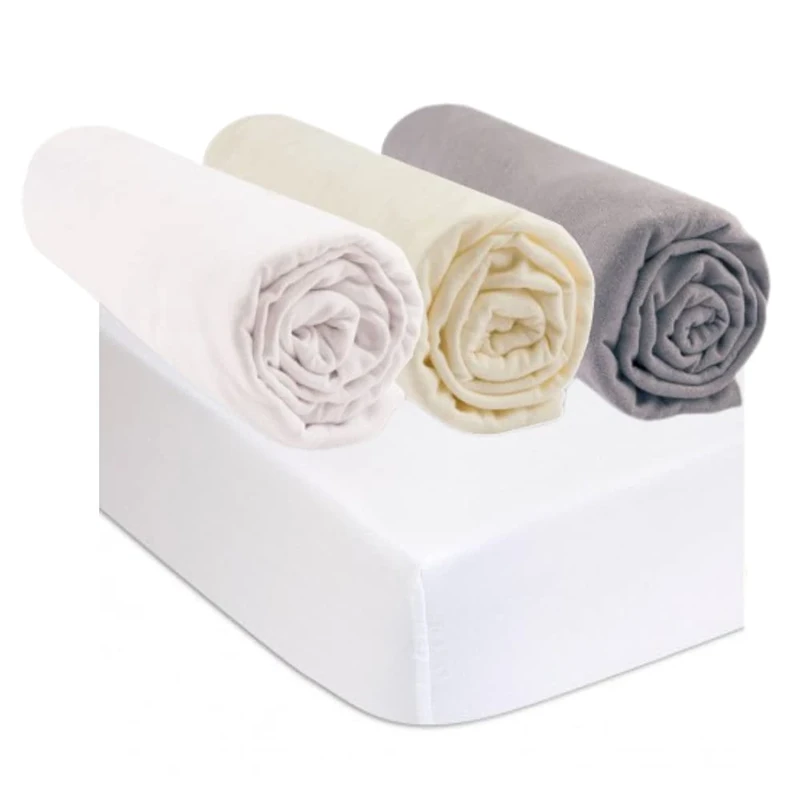 Set of 3 Fitted Sheets 70 x 160 cm + 2 Mattress Protectors Size 70 x 160 cm | 100% Organic Cotton | Multi | Ultra Soft, Breathable | Healthy Sleep | GOTS and Oeko Tex Certified | Made in Europe