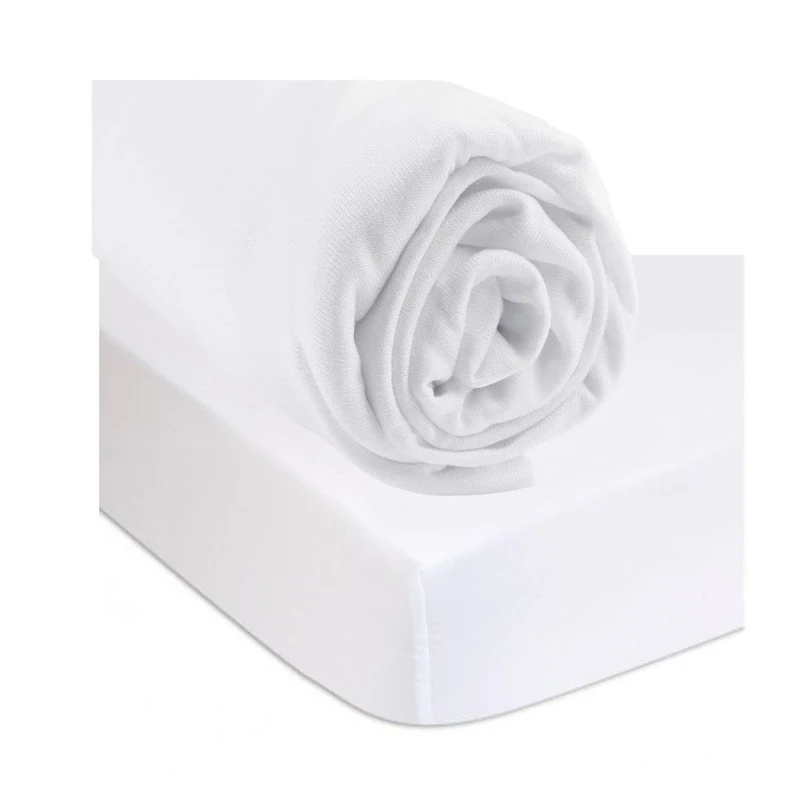Fitted Sheet 140 x 190 cm White + Bamboo Mattress Protector Waterproof