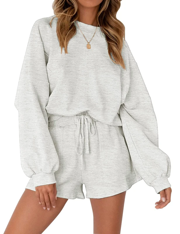 MEROKEETY Women's Oversized Batwing Sleeve Lounge Sets Casual Top and Shorts 2 Piece Outfits Sweatsuit - Image 1