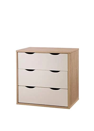 Timber Art Design Alton 3 Drawer Chest of Drawers in Sonoma Oak & White Modern Bedroom Furniture