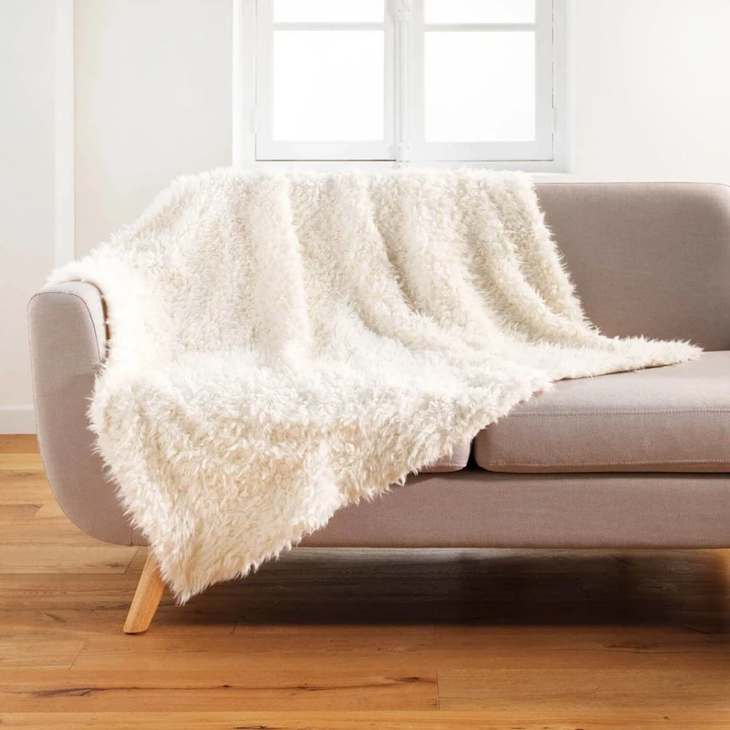 Douceur d'Intérieur, Sheep Faux Fur Blanket (125 x 150 cm)