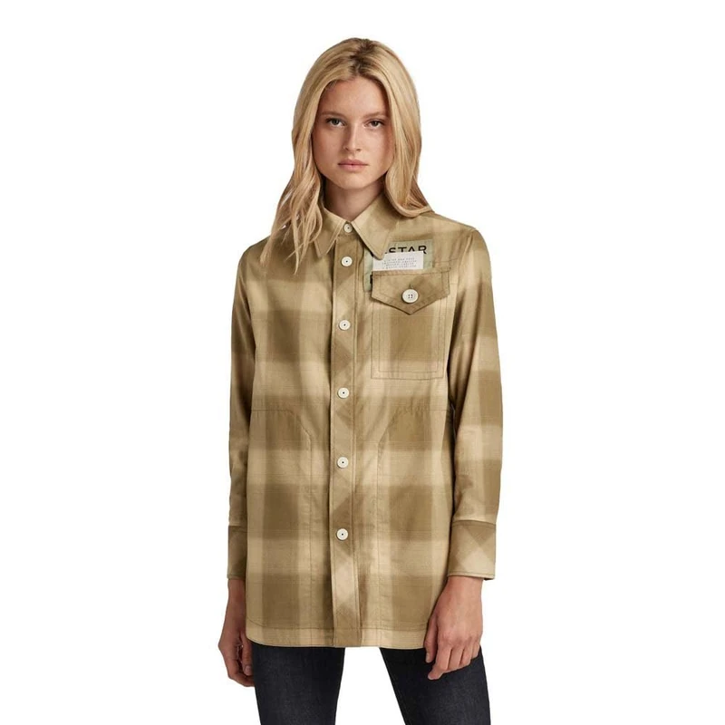 G-Star Women's Naval Collar Overshirt 2.0, Multicolour (fresh army green ryan check D21027-C964-C980), XS