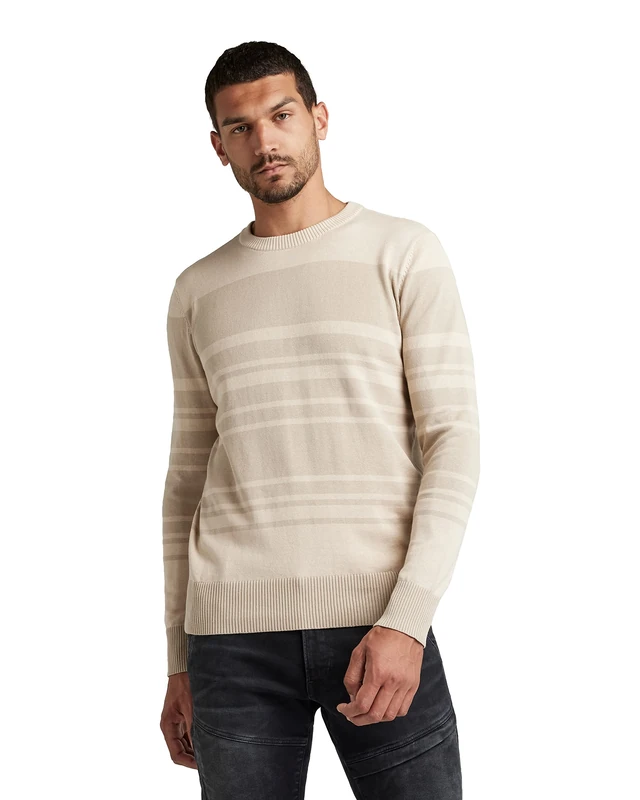 G-Star Men's Stripe Knitted Sweater, Multicolour (dk talc/dk brick stripe D21175-C706-C991), XL
